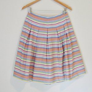 Talbots Striped Skirt Blue Pink Colourful Pleated A-Line Flare Skirt Size 2